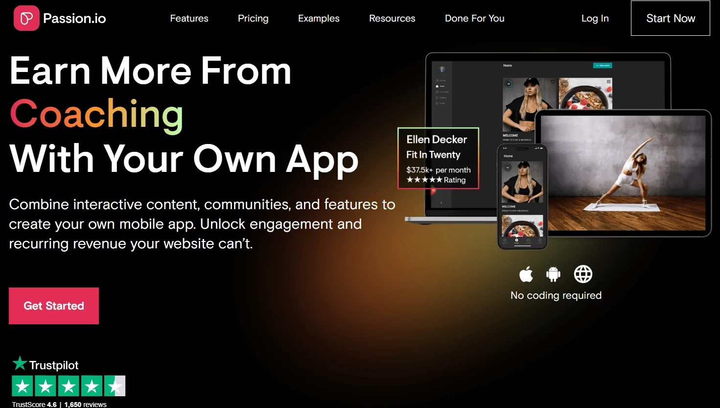 10 Best Online Coaching Platforms & Tools in 2025 (Free and Paid) 6 Passion.io-Homepage-Example.webp