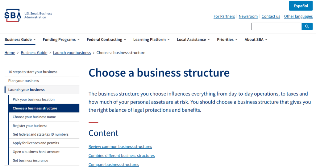 SBA Choose a business structure How To Start Your Coaching Business From Scratch (Beginner's Guide)