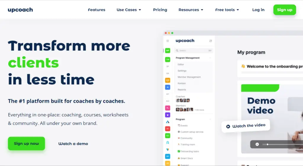 10 Best Online Coaching Platforms & Tools (Free and Paid) 8 UpCoach Homepage 1024x563 1 10 Best Online Coaching Platforms & Tools (Free and Paid)