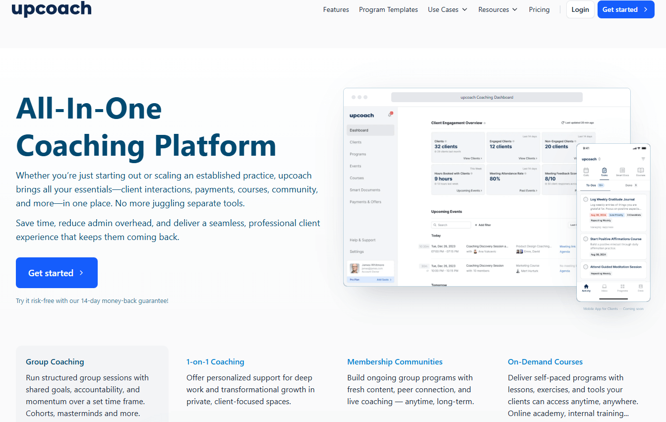 10 Best Online Coaching Platforms & Tools in 2025 (Free and Paid) 8 UpCoach Homepage 10 Best Online Coaching Platforms & Tools in 2025 (Free and Paid)