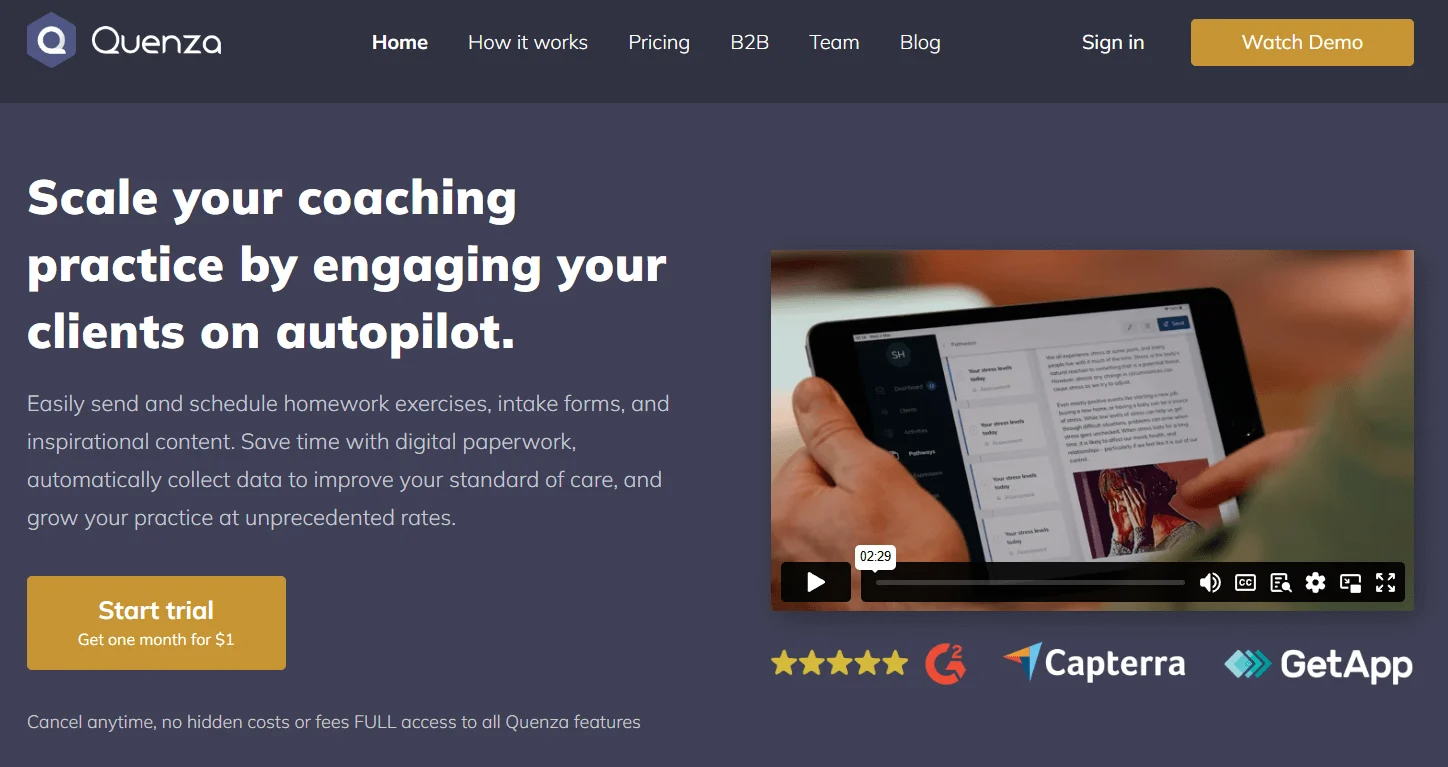 12 Best Online Coaching App for Coaches to Start Your Coaching Business 18 Quenza Homepage 12 Best Online Coaching App for Coaches to Start Your Coaching Business