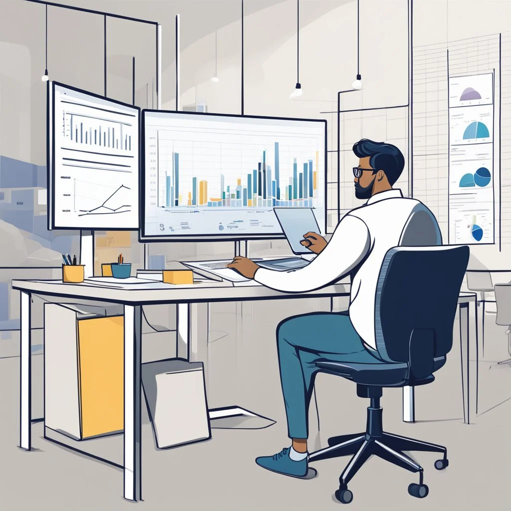10 Most Profitable Coaching Business Models to Start a Coaching Business 5 A figure sits at a desk, surrounded by charts and graphs. A whiteboard displays a strategic plan. A laptop and phone are nearby